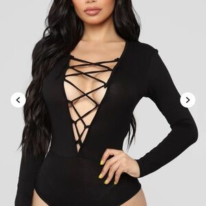 Black Lace-Up Bodysuit